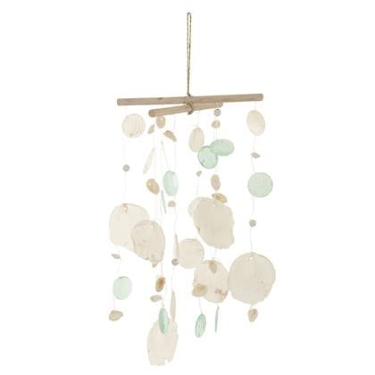 J-Line windgong Placuna Placenta schelp - steen - blauw|wit