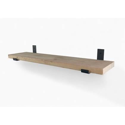 Woodbrothers Steigerhout wandplank 110x20cm + zwarte dragers
