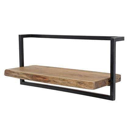 Giga Meubel - Wandplank Acaciahout 65cm - Stalen Frame - Wandplank Edge
