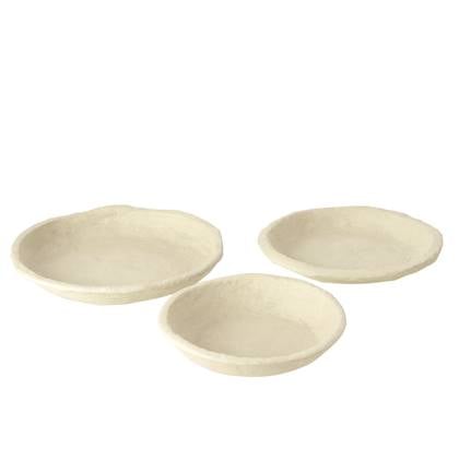 J-Line schaal Chad - papier mache|karton - wit - 3 stuks