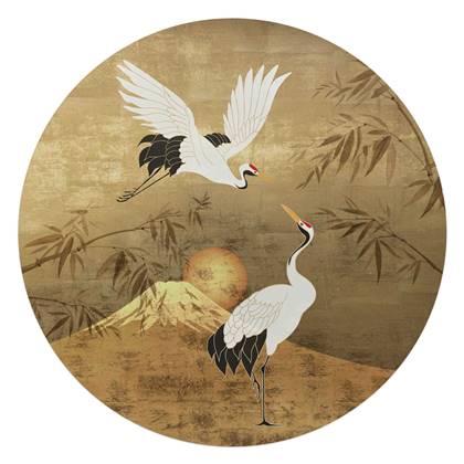Reinders - Japanese Cranebirds - Glasschilderij Ø 70 cm