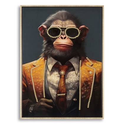 Mauro Ferretti Monky Geschilderd op gelakt canvas met frame