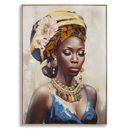 Mauro Ferretti Ayda Schilderij op canvas veelkleurige vrouw met frame