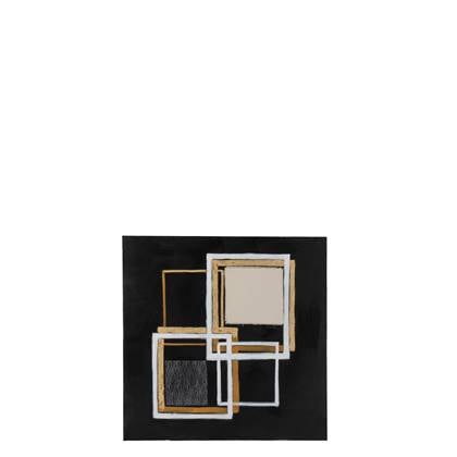 J-Line schilderij Vierkant - canvas|hout - zwart|goud