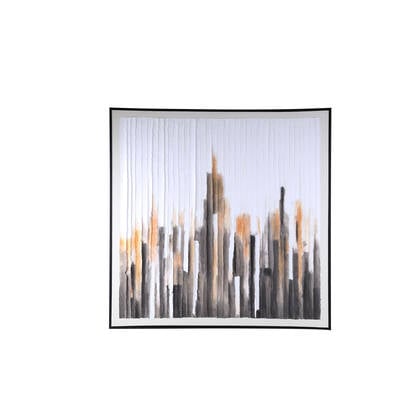 PTMD Gustas Brown Framed Wallpanel Poly Strips Square