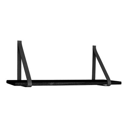 Forno Shelf - Shelf, black, black leather straps 120x20 cm