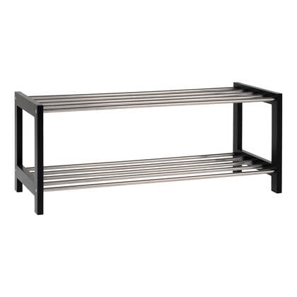 Padova Shoe Rack - Shoe Rack, wood|steel, 2 shelves, black 78x34 cm