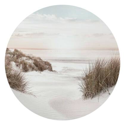 Reinders - Horizon aan het strand - Glasschilderij Ø 70 cm - Beige