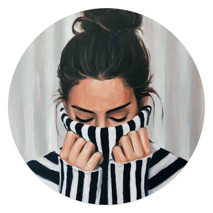 Reinders - Rustige sfeer - Glasschilderij Ø 70 cm - Zwart-Wit