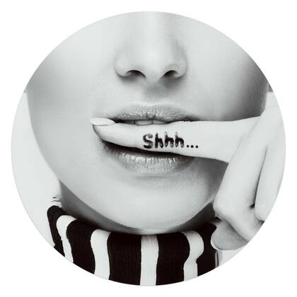 Reinders - Shhh.. - Glasschilderij Ø 70 cm - Zwart-Wit