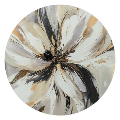 Reinders - Stijlvolle bloem - Glasschilderij Ø 70 cm - Beige