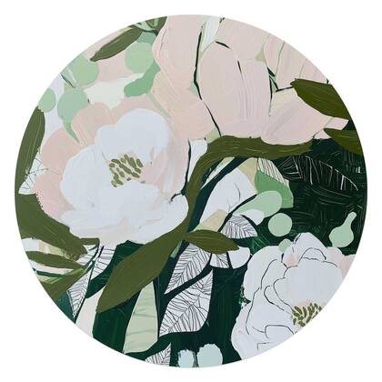 Reinders - Bloemen in bloei - Glasschilderij Ø 70 cm - Groen