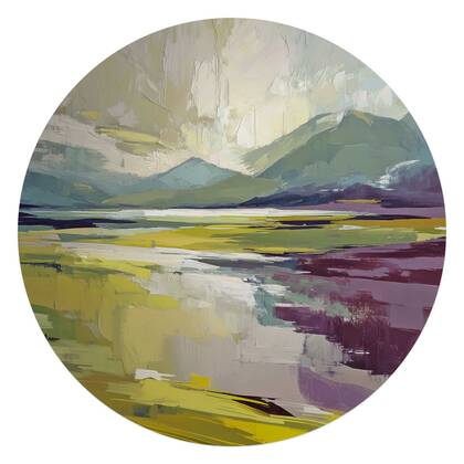 Reinders - Geschilderd landschap - Glasschilderij Ø 70 cm - Groen