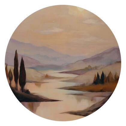 Reinders - Landschap II - Glasschilderij Ø 70 cm - Bruin