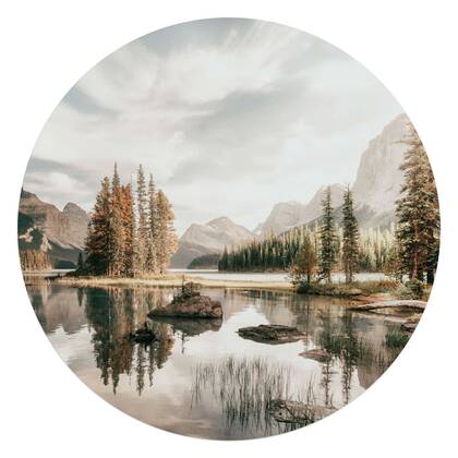 Reinders - Landschap in de bergen - Glasschilderij Ø 70 cm - Groen