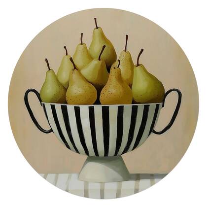 Reinders - Schaal met peren - Glasschilderij Ø 70 cm - Groen