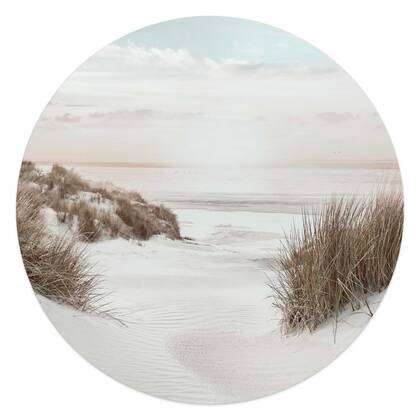 Reinders - Horizon aan het strand - Glasschilderij Ø 50 cm - Beige