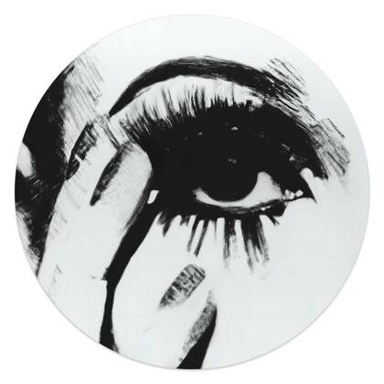 Reinders - Smokey Eye - Glasschilderij Ø 50 cm - Zwart-Wit