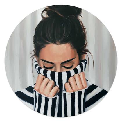 Reinders - Rustige sfeer - Glasschilderij Ø 50 cm - Zwart-Wit