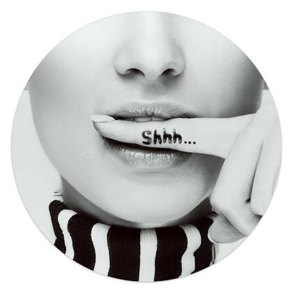 Reinders - Shhh.. - Glasschilderij Ø 50 cm - Zwart-Wit