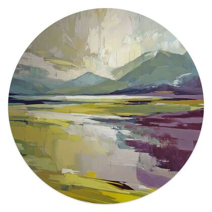 Reinders - Geschilderd landschap - Glasschilderij Ø 50 cm - Groen