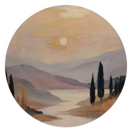 Reinders - Landschap I - Glasschilderij Ø 50 cm - Bruin