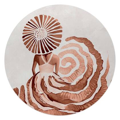 Reinders - Ronde jurk terracotta - Glasschilderij Ø 50 cm - Oranje