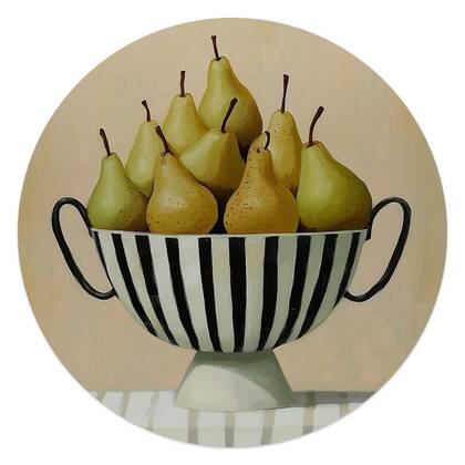 Reinders - Schaal met peren - Glasschilderij Ø 50 cm - Groen