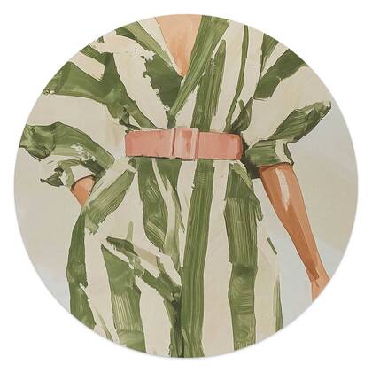 Reinders - Groen gestreepte outfit - Glasschilderij Ø 50 cm - Groen