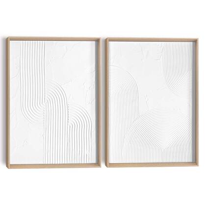 Reinders - Bogen - Abstracte wanddecoratie set met structuur 30x40 cm - Wit