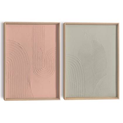 Reinders - Zachte lijnen - Abstracte wanddecoratie set met structuur 30x40 cm - Bont