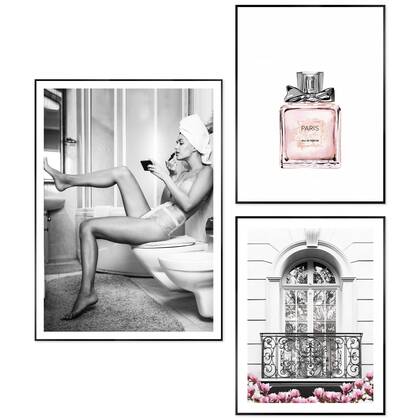 Reinders - Parijs voorbereidingen - Set wanddecoratie in diverse formaten 50x70 cm - Zwart-Wit