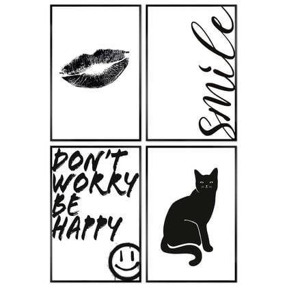 Reinders - Funky bundel - Set wanddecoratie 20x30 cm - Zwart-Wit