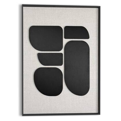Reinders - Organic Blocks Linen Black - Schilderij 3D Art 50x70 cm - Zwart