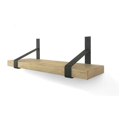 WOODBROTHERS mangohout wandplank recht 60 x 20 cm incl. plankdragers