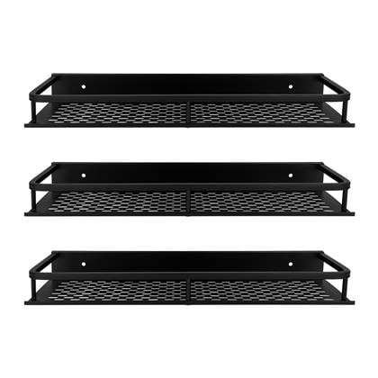 QUVIO Badkamer plankje Aluminium - Zwart - 40 cm - set van 3