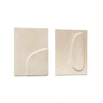 Kave Home - Set met 2 beige Mirta-schilderijen van papier-maché 29 x