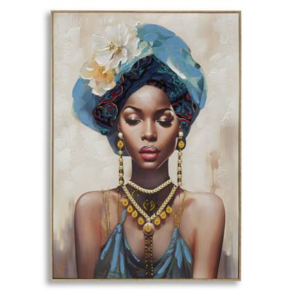 Mauro Ferretti Ayda Schilderij op canvas veelkleurige vrouw met frame