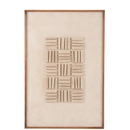 J-Line wanddecoratie John - dennenhout|canvas - wit