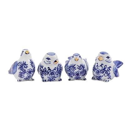 POLSPOTTEN Blue Bird Family Ornamenten - Set van 4