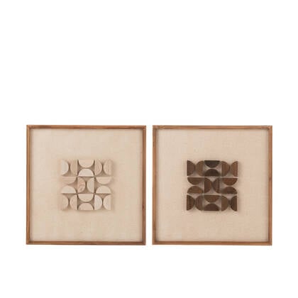 J-Line wanddecoratie Rob - dennenhout|canvas - naturel|wit -