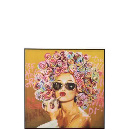 J-Line wanddecoratie Graffiti Vrouw Lipstick - canvas|verf -