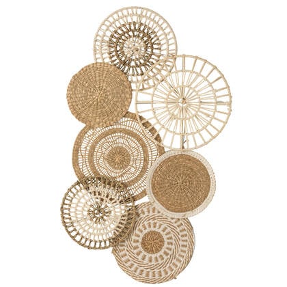 J-Line wanddecoratie Cirkels - jute - naturel