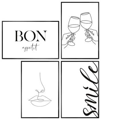 Reinders - Proost - Set wanddecoratie 20x30 cm - Zwart-Wit