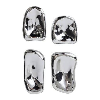 HKliving Sculpture Wandornament - Set van 4 - Chrome