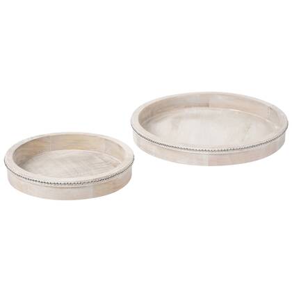 Beliani - MANSOURA - Dienblad set van 2 - Lichtbruin - Mangohout