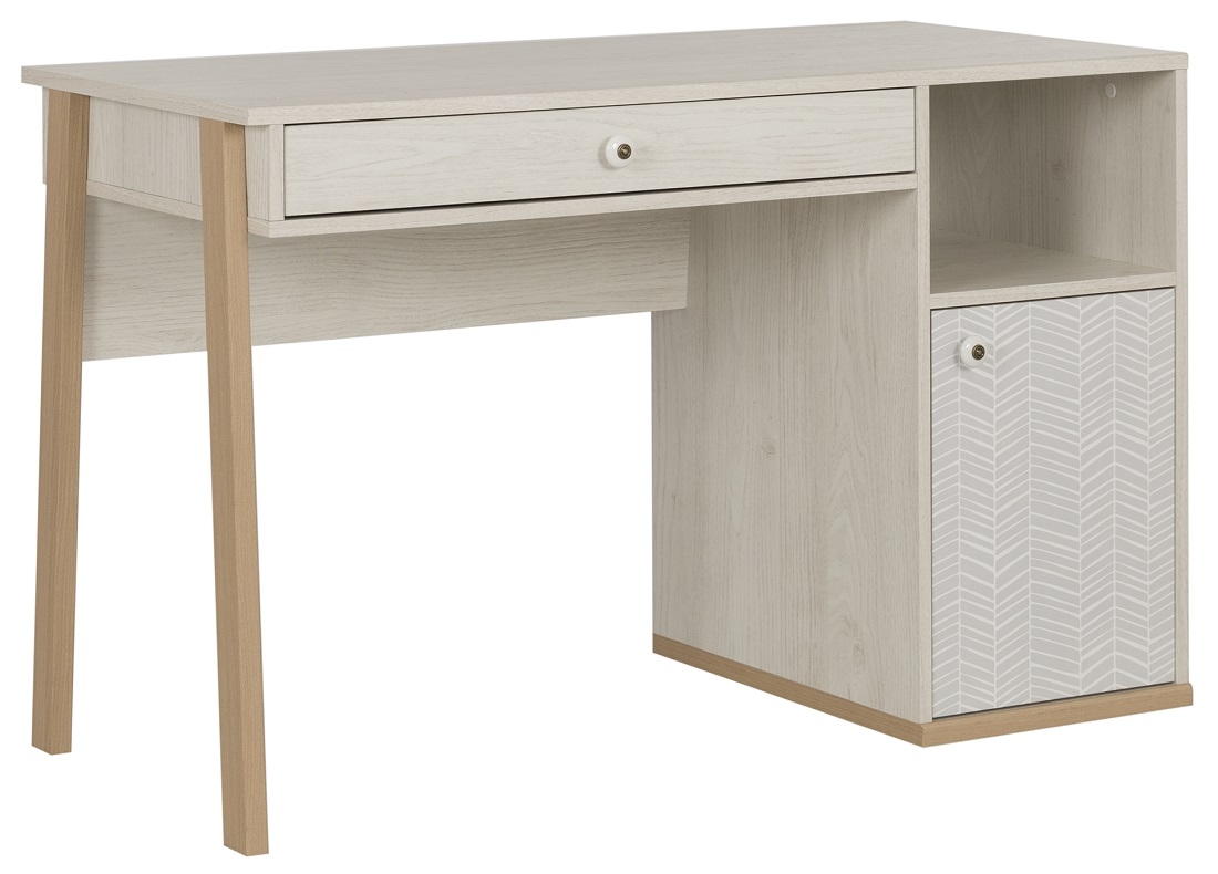 Bureau Alika van 123 cm breed in Wit kastanjehout