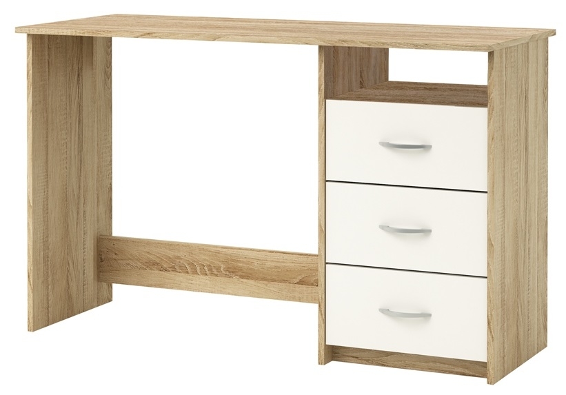 Bureau Aristote 123 cm breed in geborsteld eiken met wit