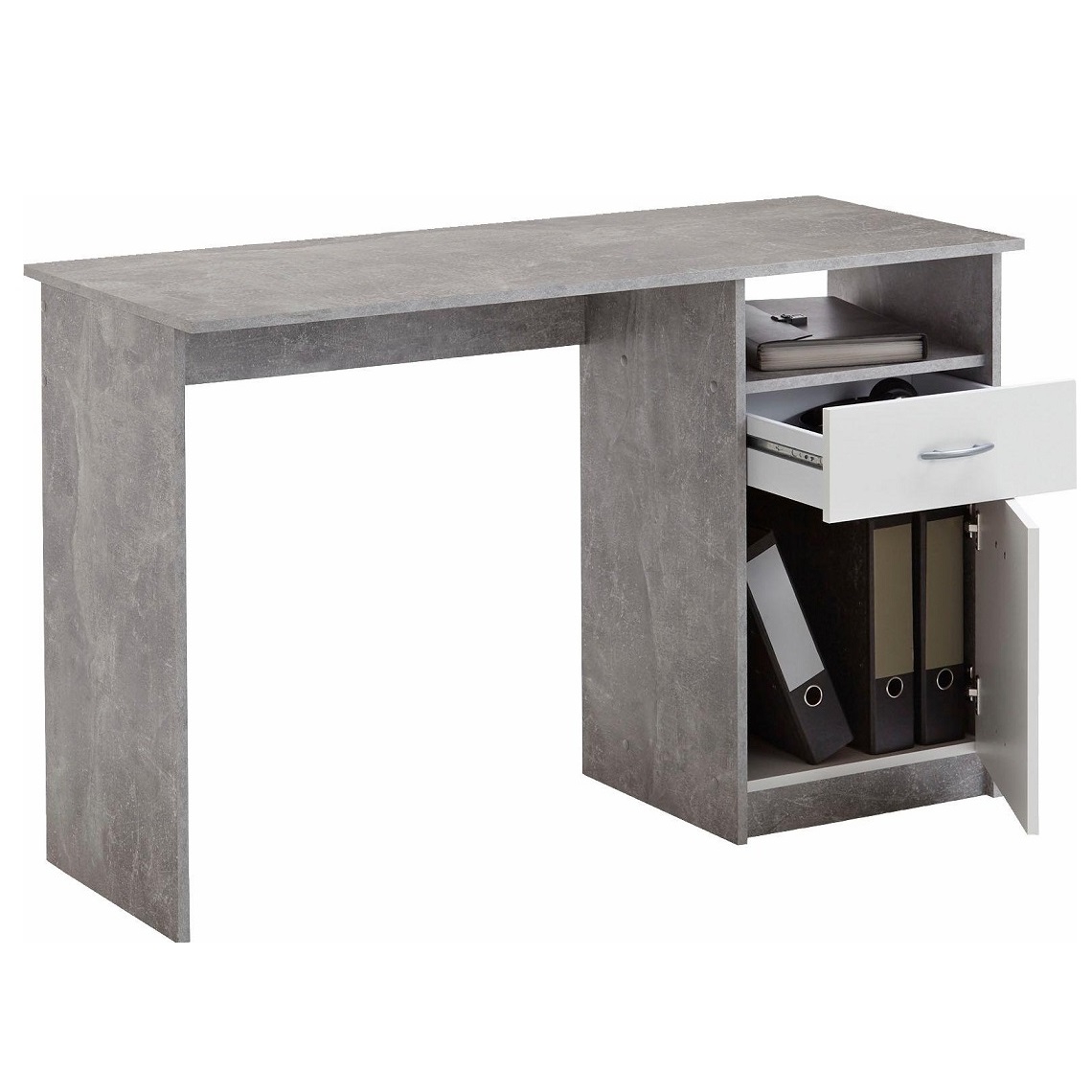 Bureau Jackson 123 cm breed - Grijs beton met wit