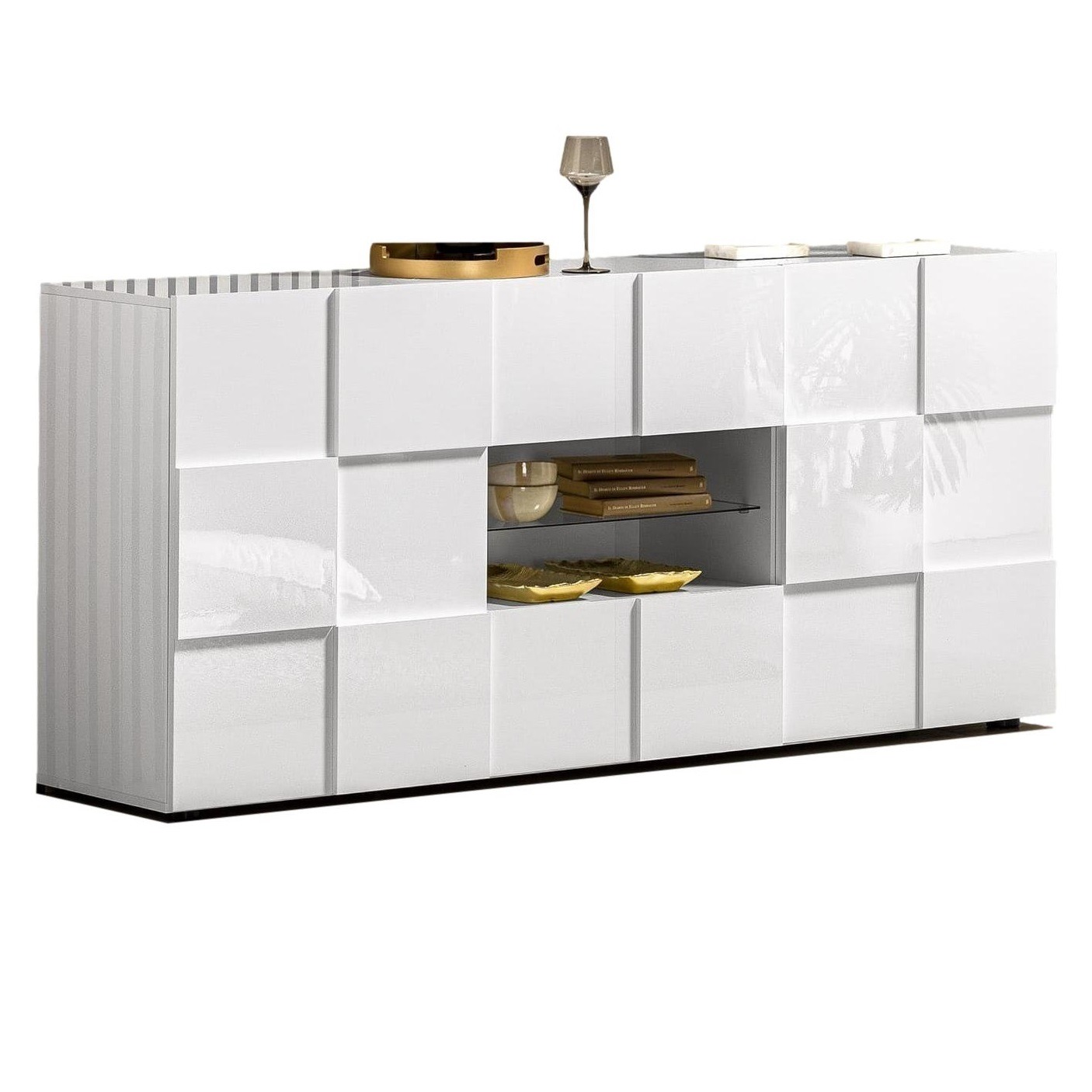 Dressoir Dama 181 cm breed hoogglans wit